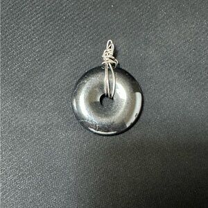 Hand Crafted Sterling Silver Wire-Wrapped Hematite pendant